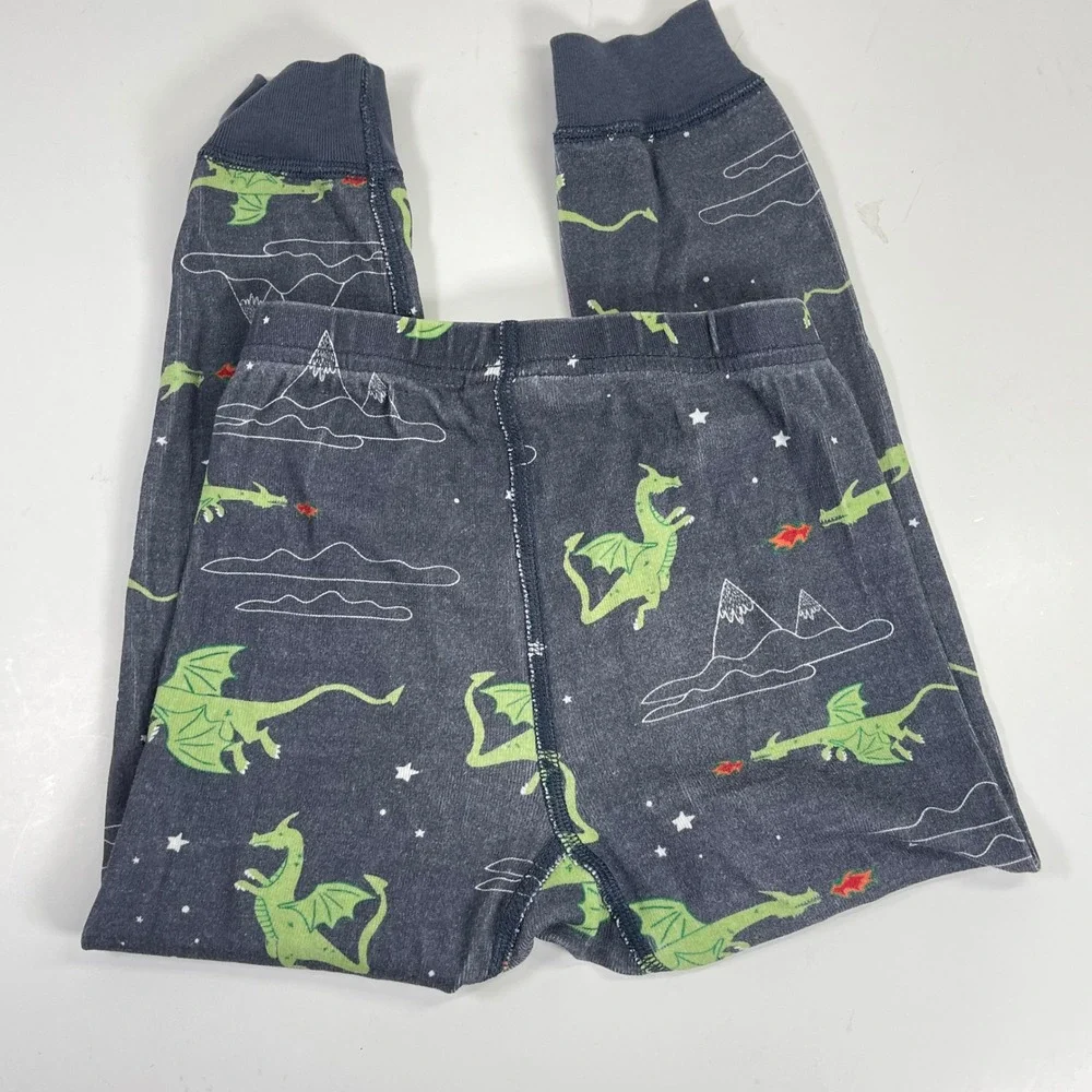 Hanna Andersson Dragon Pajama Set Kids Size 4 Blue Green Organic Cotton PJs